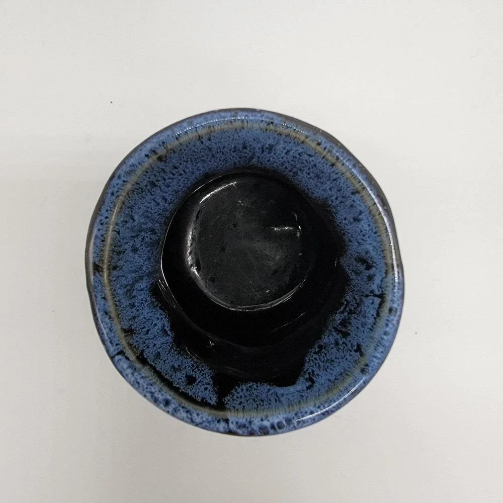 Vintage 1940 Van Briggle Art Pottery Blue Drip Glaze Coneflower Vase 4